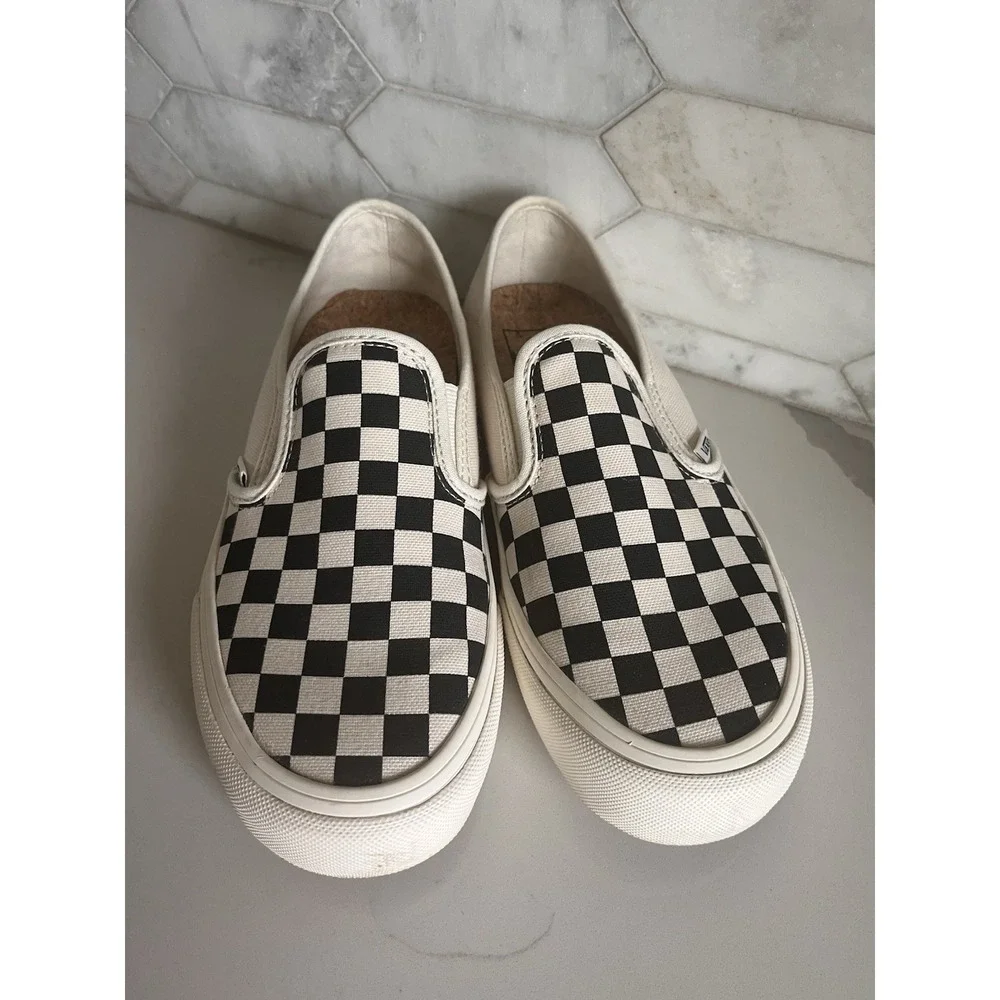 Vans Checkerboard Slip On SF Shoes Men 6.5 US‎ Women 8 Black Off White Ecotheory